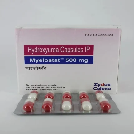 Myelostat Capsules (Hydroxyurea Capsules IP 500 mg) – 1 Box (100 Capsules)